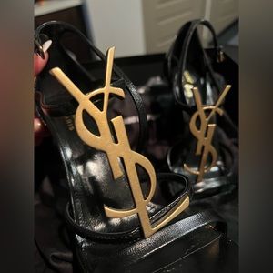 Saint Laurent Black and Gold Heels